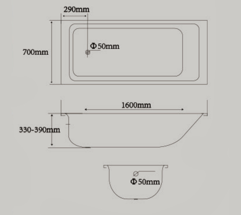 Steel Bathtub YX-1600